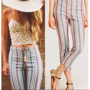 NWT Free People Striped Mod Linen Blend Cropped Pants